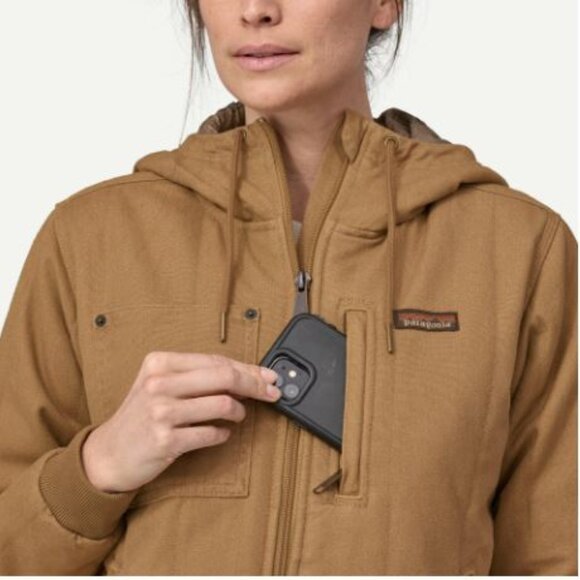 PATAGONIA Women's All Seasons Bomber Hoody Work Jacket - Coriander Brown - Picture 5 of 9
